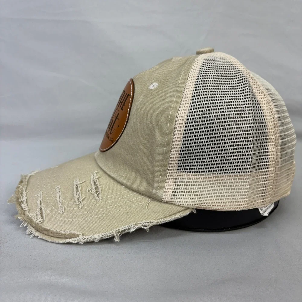 Be the Light Matthew 5:14 Christian Distressed Trucker Hat Snapback Cap Tan